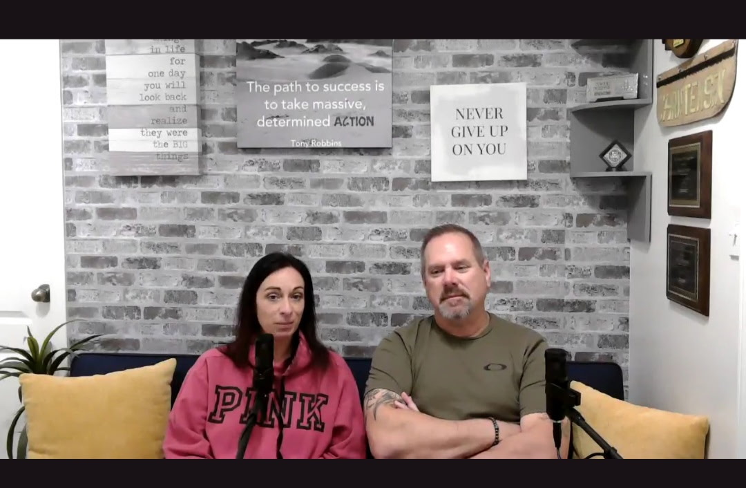 Paul and Heather smiling together before going live on Sunday