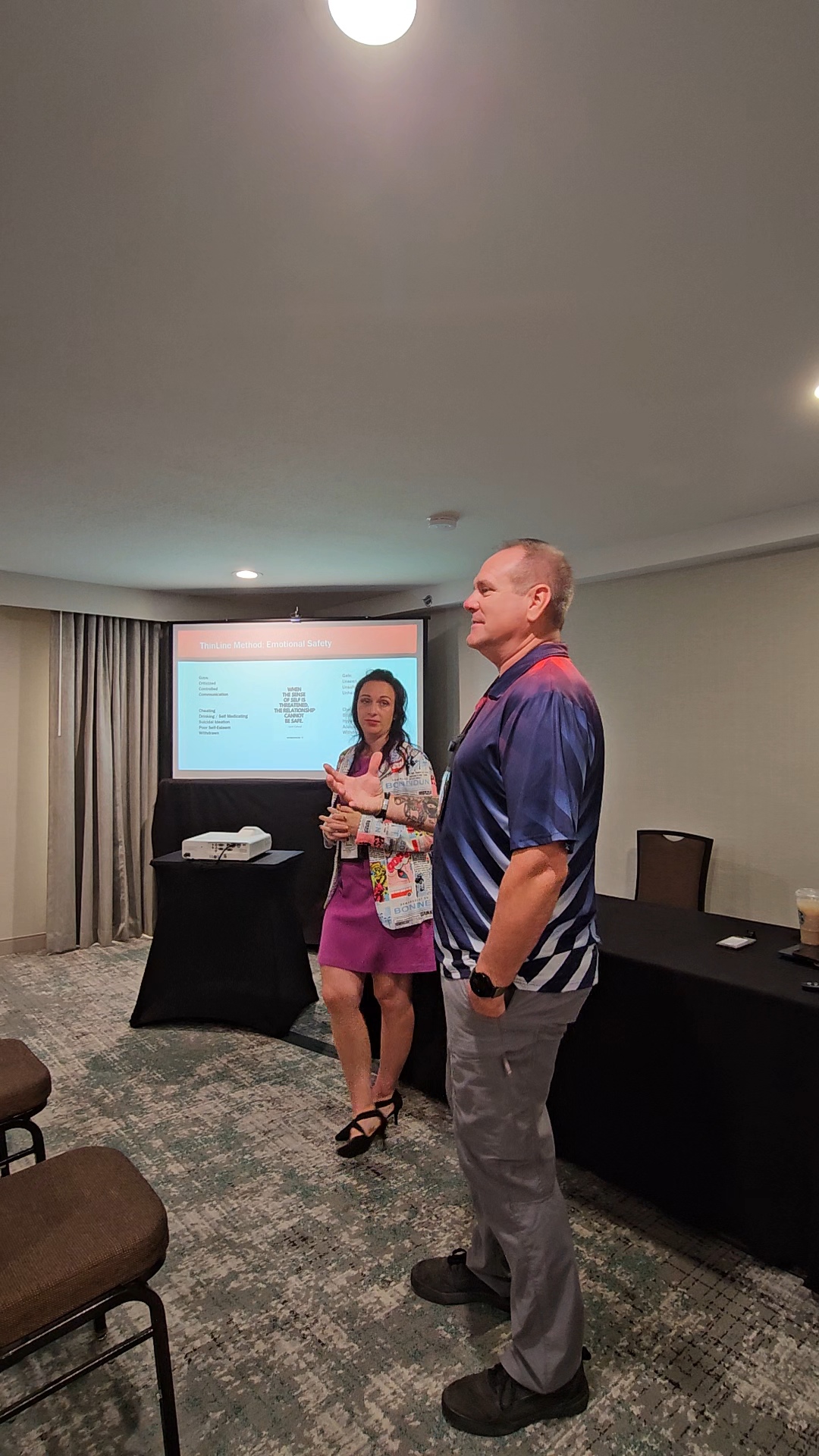 Heather and Paul presenting the ThinLine Method on emotional safety at a station